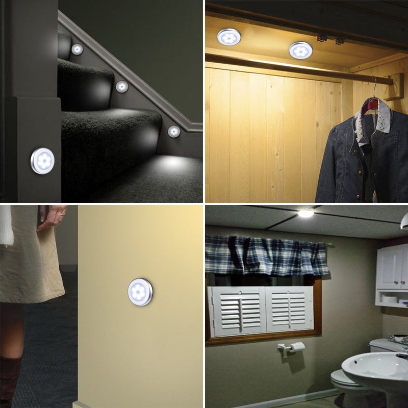 AMIR Upgraded 3.15â€ Motion Sensor Light, 3 Pack Stick on Cordless Battery-Powered LED Night Light, Closet Lights, Stair Lights, Safe Lights for Hallway, Bathroom, Bedroom, Kitchen (Silver - White) - Image 2